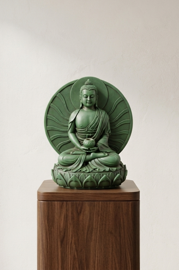 Buddha Meditating with Enso Zen Circle