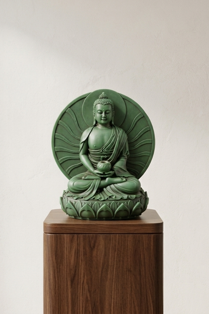 Buddha Meditating with Enso Zen Circle