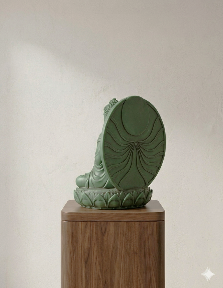 Buddha Meditating with Enso Zen Circle