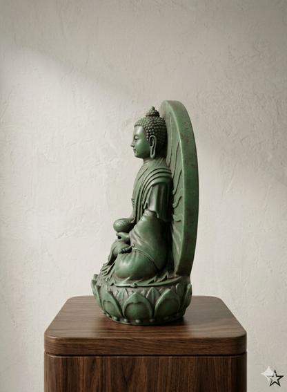 Buddha Meditating with Enso Zen Circle