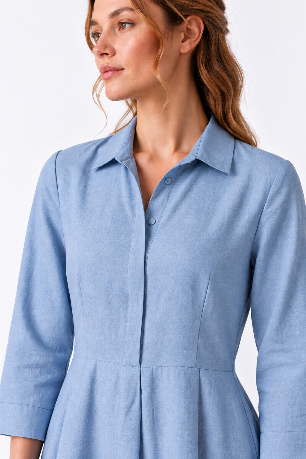 Women's Linen Collared Shirt Maxi Dress
