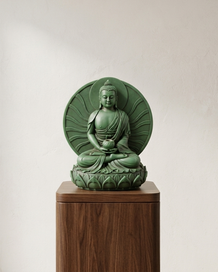 Buddha Meditating with Enso Zen Circle