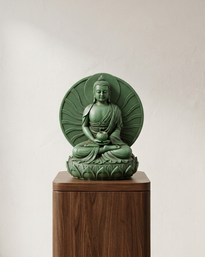 Buddha Meditating with Enso Zen Circle