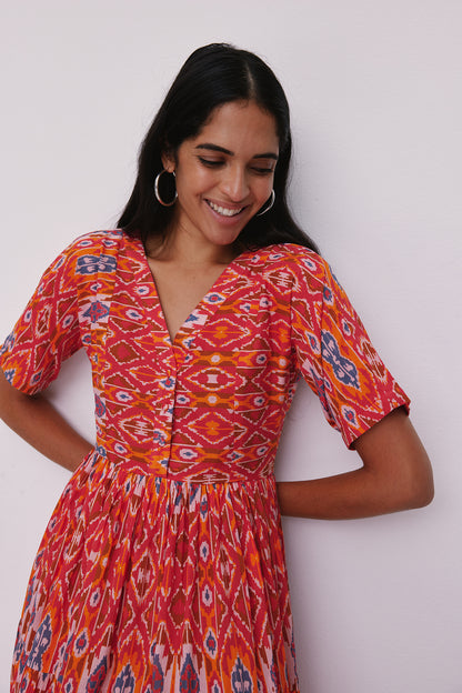 Robe Imprimée Ikat Orange