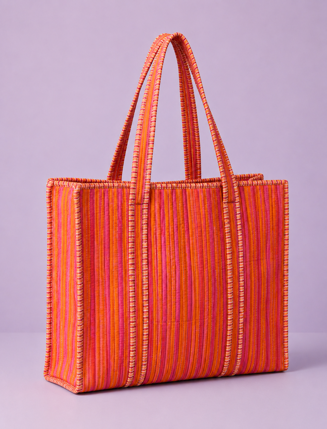 Indian block printed cotton quilted tote bags