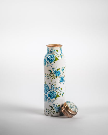 BOUTEILLE FLEURS BLEUES