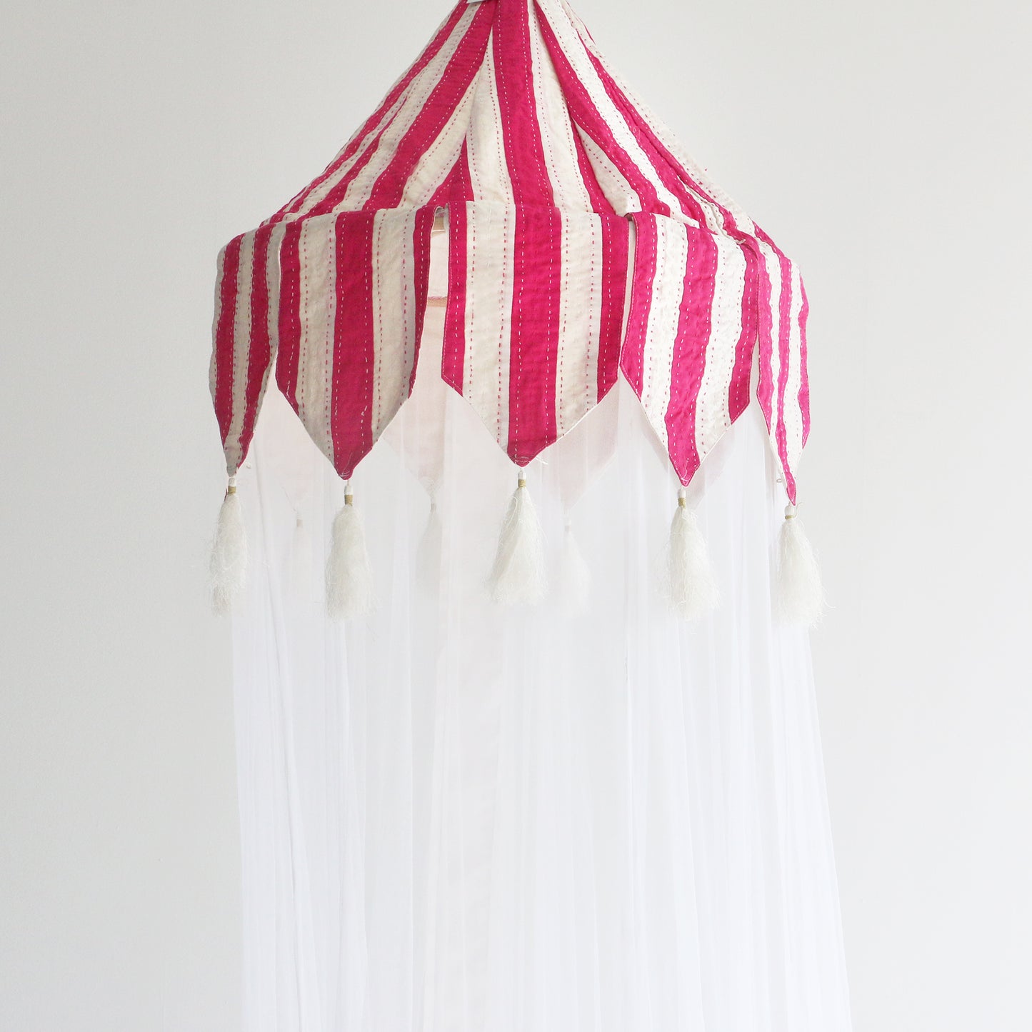 Pink Striped Mosquito Net